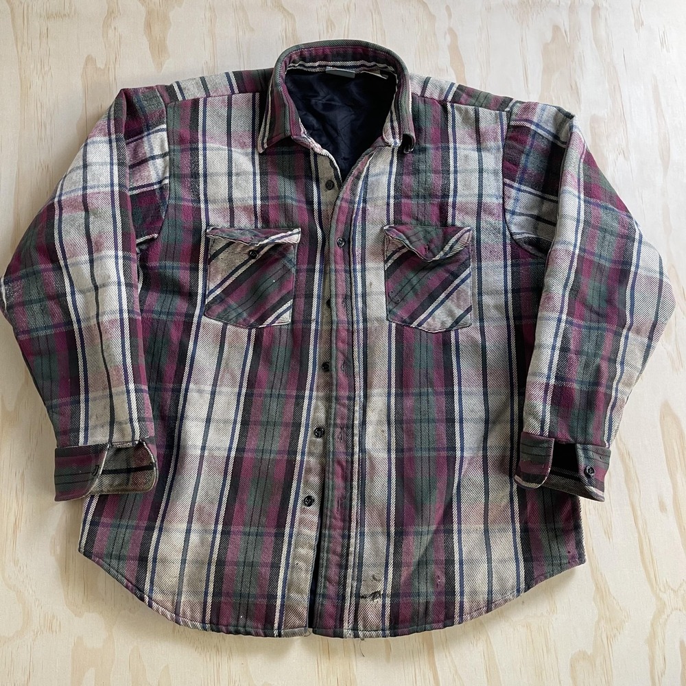 Vintage 90s Ozark Wilderness Outfitters Mens XL Quilted Flannel Shirt Jacket